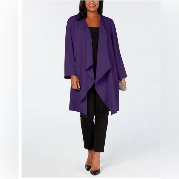NWT Nine West Women's Draped Duster
Jacket Purple Size 1X - Picture 1 of 12